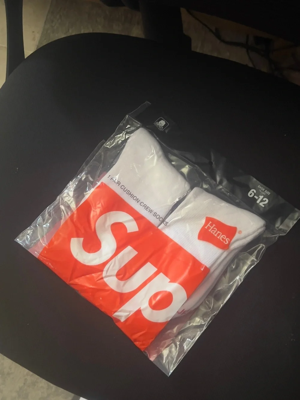Supreme White Crew Socks with Red Logo